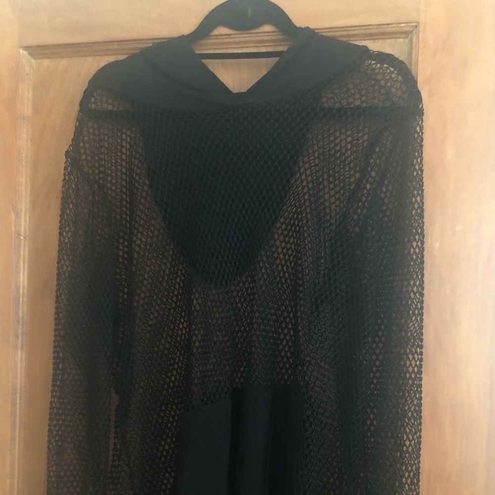 FOREVER 21 Mesh shirt with hood and front pocket